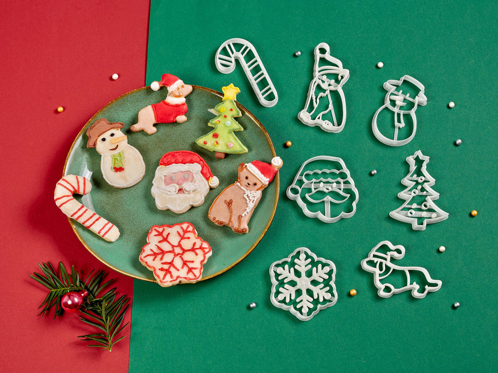 Weihnachten Keksausstecher Set mit glasierten Keksen