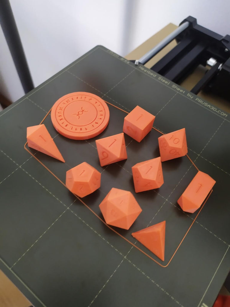 3D Druck Würfelset in Orange