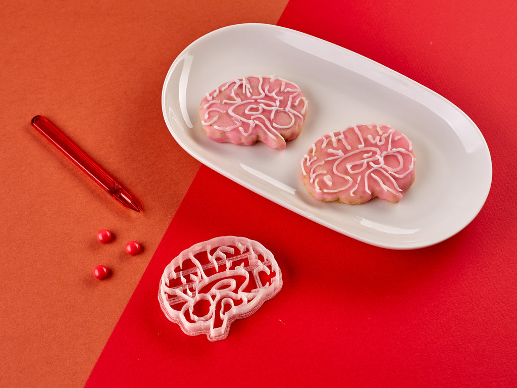 Anatomie Keksausstecher - Gehirn Plätzchenausstecher mit glasierten Keksen