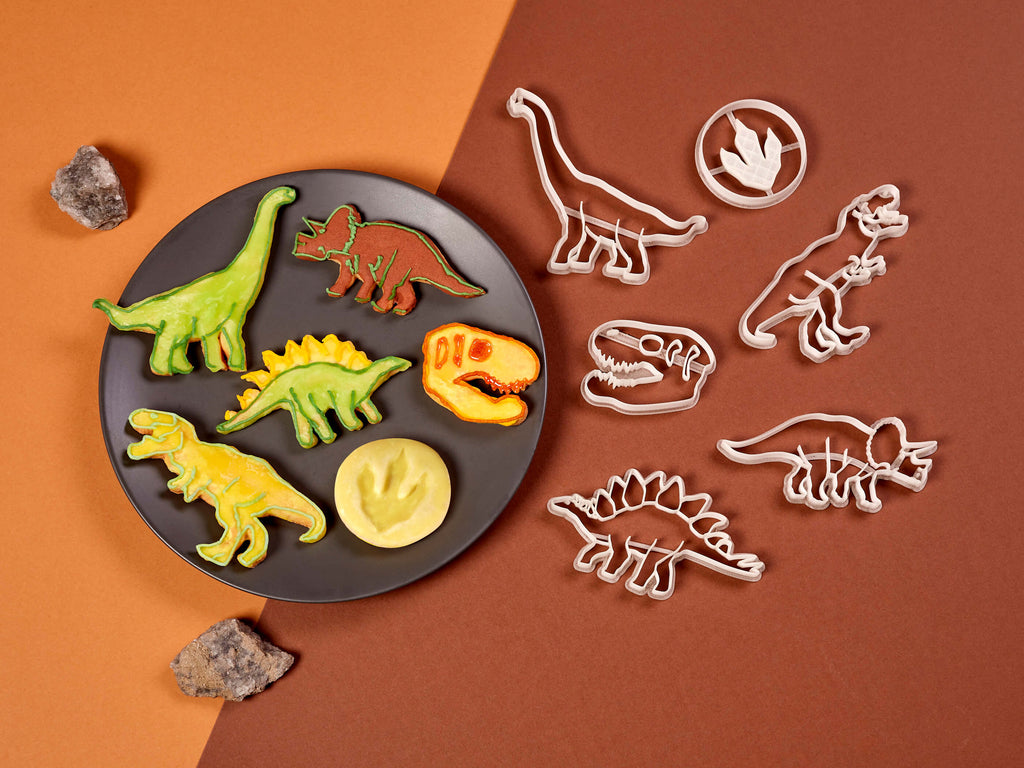Dino Keksausstecher Set mit glasierten Keksen