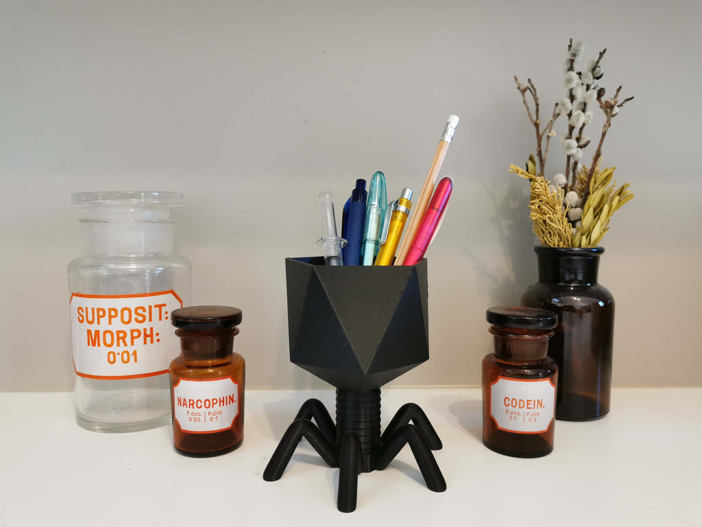 Black Bacteriophage Planter with pencils